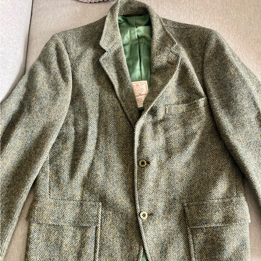 Green Harris tweed men’s coat size Medium